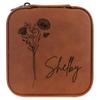 Personalized Birth Flower Jewelry Box Travel Case (Rawhide, September - Aster) view 1