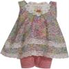 Bonnie Jean Baby Girls 3M-24M Pink/Multi Floral-n-Stripe Romper Dress Set (6-9 Months, Pink) view 1