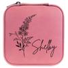Personalized Birth Flower Jewelry Box Travel Case (Pink, July - Larkspur) view 1