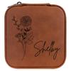 Personalized Birth Flower Jewelry Box Travel Case (Rawhide, November - Mums) view 1