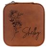 Personalized Birth Flower Jewelry Box Travel Case (Rawhide, June - Honeysuckle) view 1
