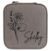 Personalized Birth Flower Jewelry Box Travel Case (Grey, July - Water Lily) view 1
