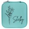 Personalized Birth Flower Jewelry Box Travel Case (Teal, March - Daffodil) view 1