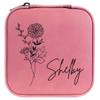 Personalized Birth Flower Jewelry Box Travel Case (Pink, November - Mums) view 1