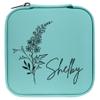 Personalized Birth Flower Jewelry Box Travel Case (Teal, July - Larkspur) view 1
