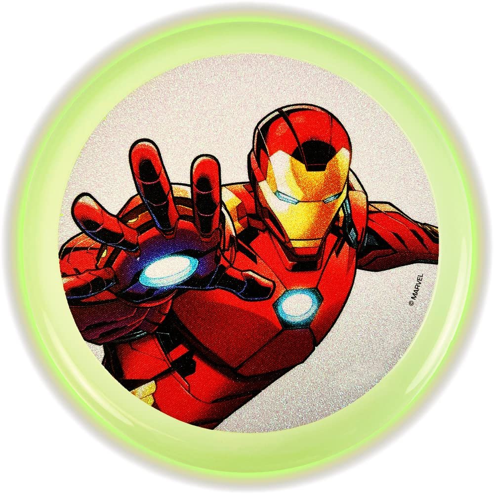 JA-RU Marvel Avengers Glow in The Dark Flying Discs for Kids (1 Iron Man Flying Disc Toy) 9 Inch Flying Saucer Toy | Fetching Toys for Dogs | Glow in The Dark Pool Toys. C-6830-1