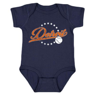 Detroit Vintage Kid's Baby Bodysuit for Baseball Fans (Navy, 24M)