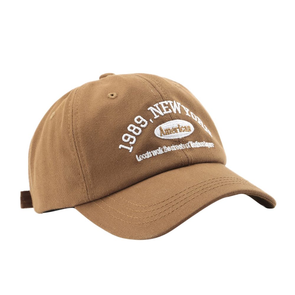 Classic 1989 New York Letters Embroidery Canvas Low Profile Baseball Cap Trucker Hat Running Golf All Seasons Unisex Brown One Size