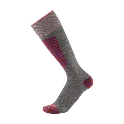 Gordini Women's Burke Lightweight Ski Over-The-Calf Sock, Heather Grey/Purple, Medium