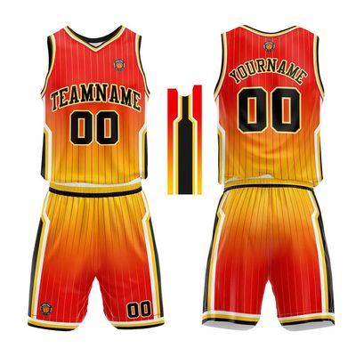 Personalize Your Own Team Basketball Uniform Suit for Kids Adults with Your Custom Name and Number (Red-Yellow)