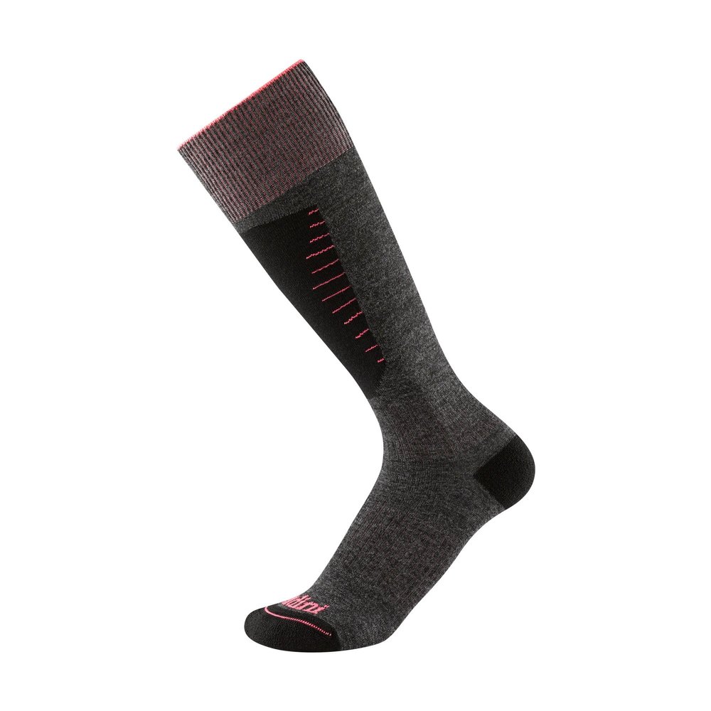 Gordini Women's Burke Lightweight Ski Over-The-Calf Sock, Charcoal/Pink, Medium