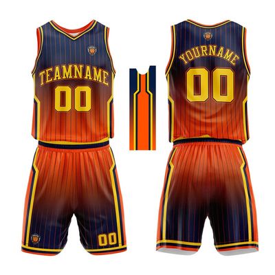 Personalize Your Own Team Basketball Uniform Suit for Kids Adults with Your Custom Name and Number (Navy-Orange)