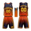 Personalize Your Own Team Basketball Uniform Suit for Kids Adults with Your Custom Name and Number (Navy-Orange) view 1