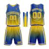 Personalize Your Own Team Basketball Uniform Suit for Kids Adults with Your Custom Name and Number (Royal-Yellow) view 1