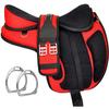 All Purpose Synthetic Treeless FREEMAX English Saddle Pemium Quality Handmade Tack Set Girth Stirrups (Red, 17 Inches) view 1