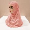NICEYST Girls Ice Silk Muslim Khimar Hijab Headscarf Flower Arab Scarf Shawls Neck Wrap Islamic Head Wrap for Age 2-7 Years (Style 4-Rubber Red) view 4
