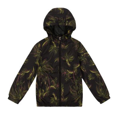 SNOW DREAMS Boys Waterproof Rain Jacket Windbreaker Lightweight Coat Kids Raincoat Outerwear Black Leaf Size 6