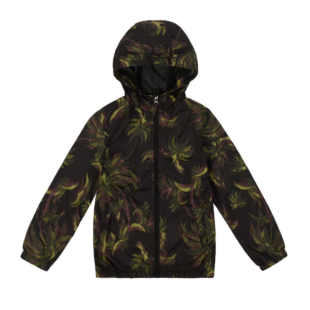 SNOW DREAMS Boys Waterproof Rain Jacket Windbreaker Lightweight Coat Kids Raincoat Outerwear Black Leaf Size 6