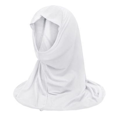 NICEYST Girls Ice Silk Muslim Khimar Hijab Headscarf Flower Arab Scarf Shawls Neck Wrap Islamic Head Wrap for Age 2-7 Years (Style 4-White)