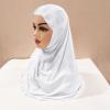 NICEYST Girls Ice Silk Muslim Khimar Hijab Headscarf Flower Arab Scarf Shawls Neck Wrap Islamic Head Wrap for Age 2-7 Years (Style 4-White) view 4