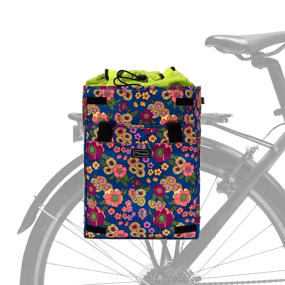 Po Campo Bags Bike Accessories Orchard Grocery Pannier Rear Rack Bicycle Storage Bag Waterproof, Large Bicycle Pannier for Shopping, Urban Commuting, Travel (Meadow)