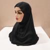 NICEYST Girls Ice Silk Muslim Khimar Hijab Headscarf Flower Arab Scarf Shawls Neck Wrap Islamic Head Wrap for Age 2-7 Years (Style 4-Black) view 4