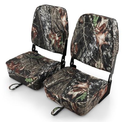 Goplus Camo 2 Pack Folding Boat Seats with Stainless Steel Screws & Aluminum Hinges, Waterproof & Comfortable Captain Boat Seats for Marine Vehicles
