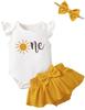 Aslaylme Baby Girl 1st Birthday Outfit First Birthday Clothes Infant Girl Sun Skirt Set (Sun,6-12 Months) view 1