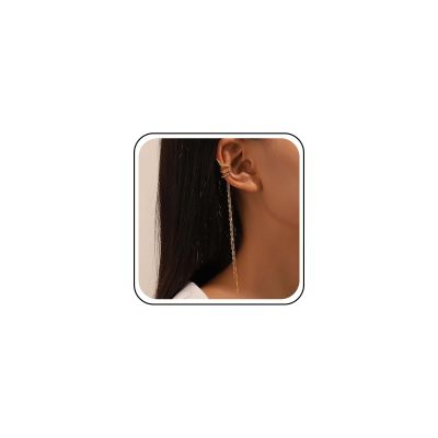 Andelaisi Boho Clip Cuff Earrings Gold Long Tassel Dangle Earrings Vintage Cartilage Clip Tassel Drop Earrings Minimalist Earrings Jewelry for Women