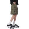 Hewlshawn Women's Cargo Shorts Casual Athletic Camping Hiking Baggy Gothic Summer Bermuda Shorts with Pockets (Green,XL) view 4
