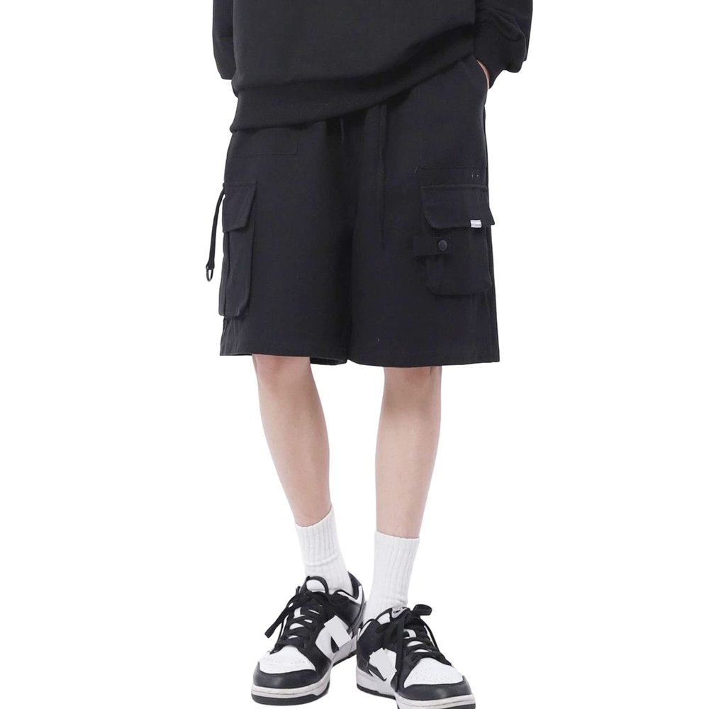 Hewlshawn Women's Cargo Shorts Casual Athletic Camping Hiking Baggy Gothic Summer Bermuda Shorts with Pockets (Black,M)
