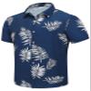 SheLucki Mens Hawaiian Shirts Short Sleeve Casual Button Down Shirts Summer Tropical Floral Beach Shirt Leaf Deepblue 1-078 3XL view 1
