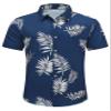 SheLucki Mens Hawaiian Shirts Short Sleeve Casual Button Down Shirts Summer Tropical Floral Beach Shirt Leaf Deepblue 1-078 3XL view 3