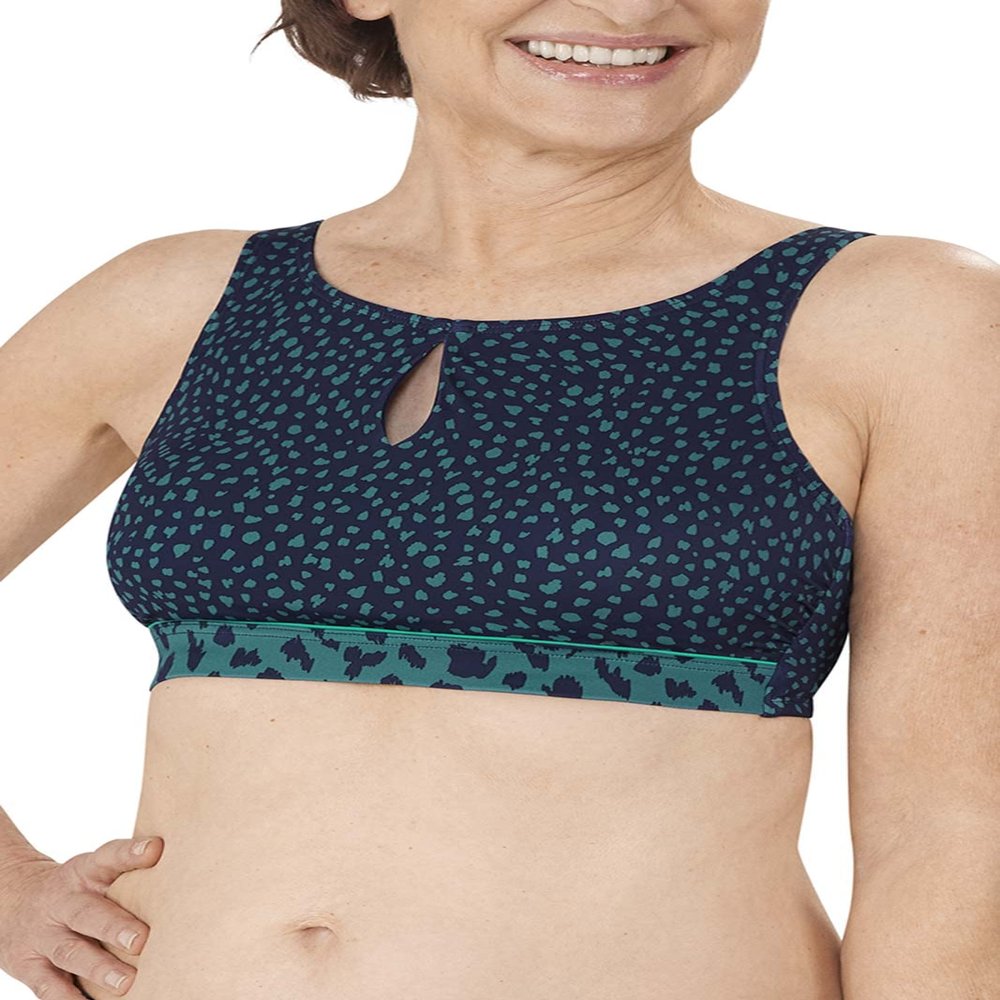 Amoena Manila High Neckline Wire-Free Bikini Top Blue
