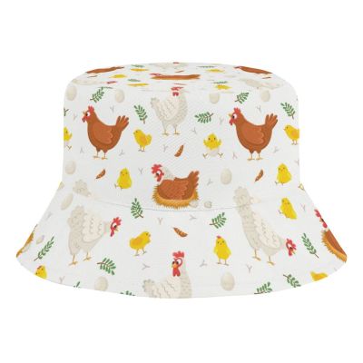Cute Chicken Print Kids Hats Children's Bucket Fisherman Cap Outdoor Summer Travel Beach Sun Hats Cap for Boys Girls Multicolor