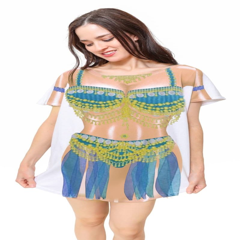 The Original Women's Bikini Shirt - Funny Bikini Print Bathing Suit Cover-up Beach Tshirt Dress for Women Men (Belly Dancer, One Size)