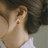 Allereyae Vintage Red Pearl Earrings - Crystal Square Stud Earrings - Jewelry for Women (White) view 2