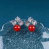 Allereyae Vintage Red Pearl Earrings - Crystal Square Stud Earrings - Jewelry for Women (White) view 3