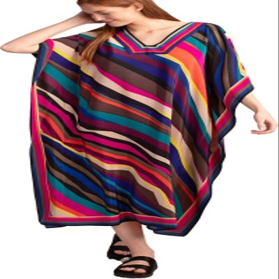 Caftans for Women Loungewear Stylish Floral Silk Feeling Plus Size Caftans Turkish Caftan Ethnic Print Muslim Kaftans for Summer (LXF8709-10)