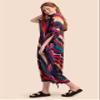 Caftans for Women Loungewear Stylish Floral Silk Feeling Plus Size Caftans Turkish Caftan Ethnic Print Muslim Kaftans for Summer (LXF8709-10) view 4