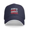 Ask me About Jesus Baseball Hats for Men 90s Vintage Washed Denim Adjustable Strapback Hat view 2