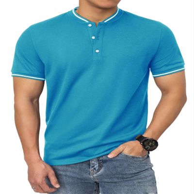 Men's Henley Shirts Mens henley stand up collar Basic Henley Loose Fitted Design three Button Standout Performance Tech Golf Polo Sun Protection Mesh Sports T-Shirts UPF50 baseball polo tee Jersey