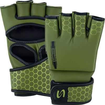 UFG Ultimate Series MMA Gloves - MMA Boxing Muay Thai Training & Fight (Olive Green, Small-Medium)