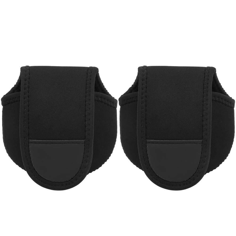 Alomejor Baitcasting Reel Cover, 12.5cm Length, 12cm Opening, Protective Fishing Reel Storage Case with Hook Design, 2 Pack