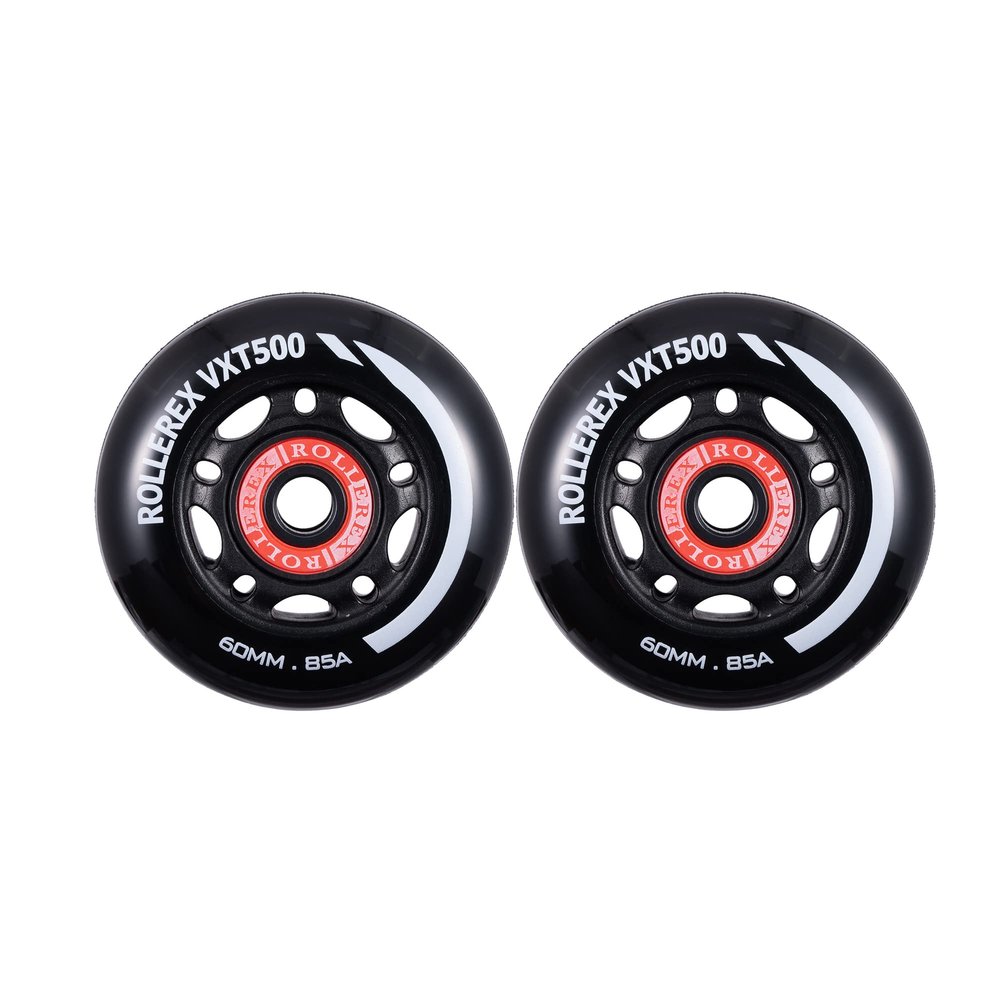 Rollerex VXT100 85A Kids RipStik/Inline Skate Wheels (2-pack w/bearings, spacers and washers) (Use on Hockey Roller Blades) - Can Be Used As RipStik Caster Board Wheel Replacements (60mm)