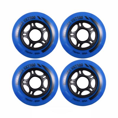 Rollerex VXT500 Inline Skate Wheels  4-Pack (Optional Bearings, Spacers and Washers) - Durable Replacement Roller Blade Wheels for Indoor & Outdoor Skating (76mm, Deep Sea Blue)