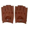 AAGAZA Men Women Goth Thin Faux Leather Fingerless Driving Cycling Short Gym Gloves Birthday Gift (Color : Brown Button, Size : Large) view 1