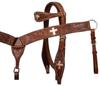 Western Horse Headstall Bridle Breast Collar Tack Set Leather Floral Tooled Handmade Full Cob Pony Breastplate ME-HBC-029 (Pony) view 1