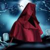 AAGAZA Halloween Cloak Cowl Friar Monk Priest Robe Gothic Witch Cape Hooded Poncho for Women Men, Coffee (Color : Dark red) view 3