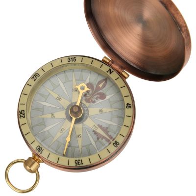 Antique Bronze Compass, Metal Pocket Watch-Style Compass with Flip Cover (G50-1)